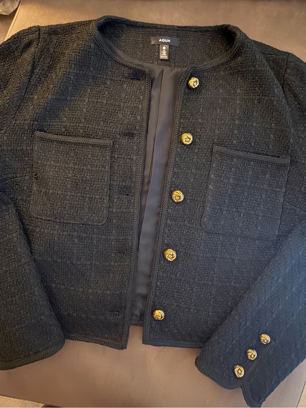 Aqua Black Tweed Jacket NWT SZ XL